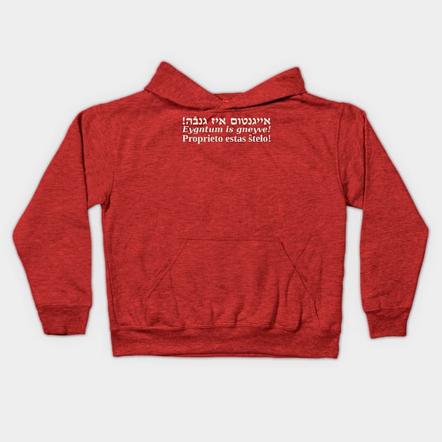 Proprieto Estas Ŝtelo (Jida/Esperanta) Kids Hoodie by dikleyt